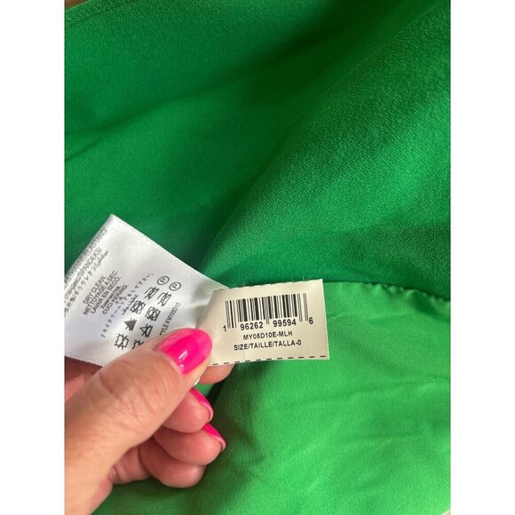 BCBGMAXAZRIA Daphne Peplum Crepe Evening Gown Malachite Womens Size 0 - Picture 9 of 10